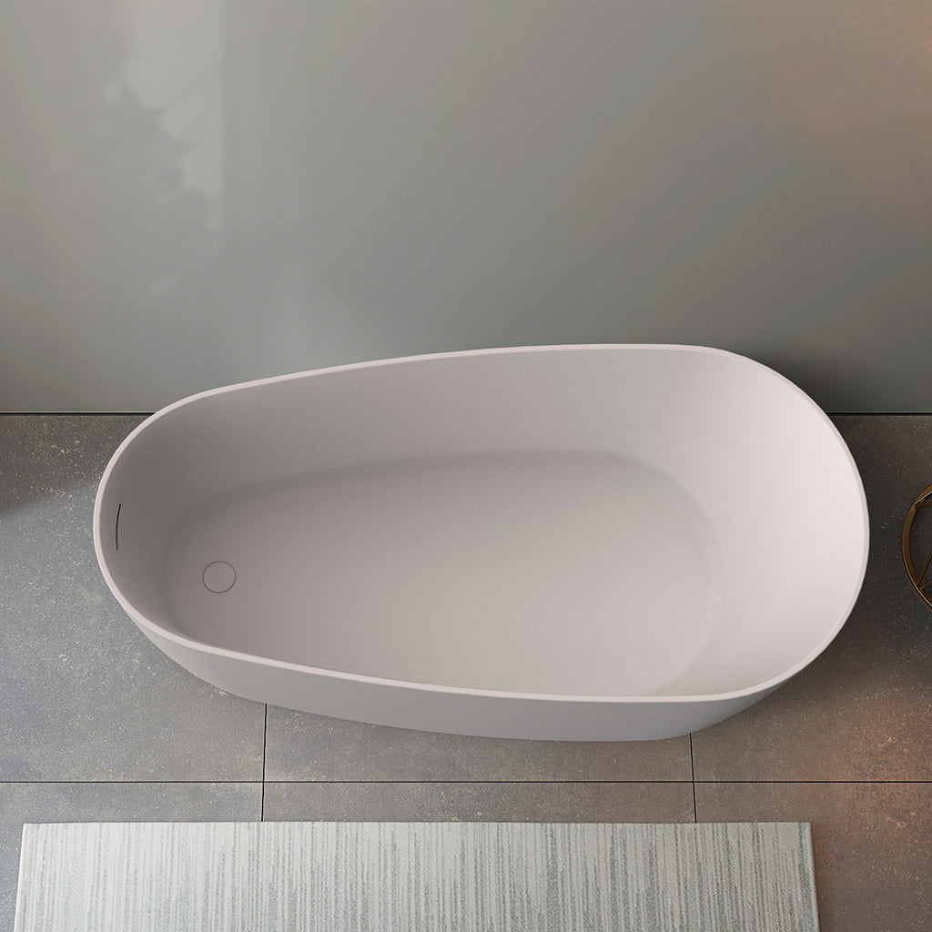 Bañera acrílica independiente ovalada DAX - Acabado en blanco brillante -59 pulgadas (BT-8365)