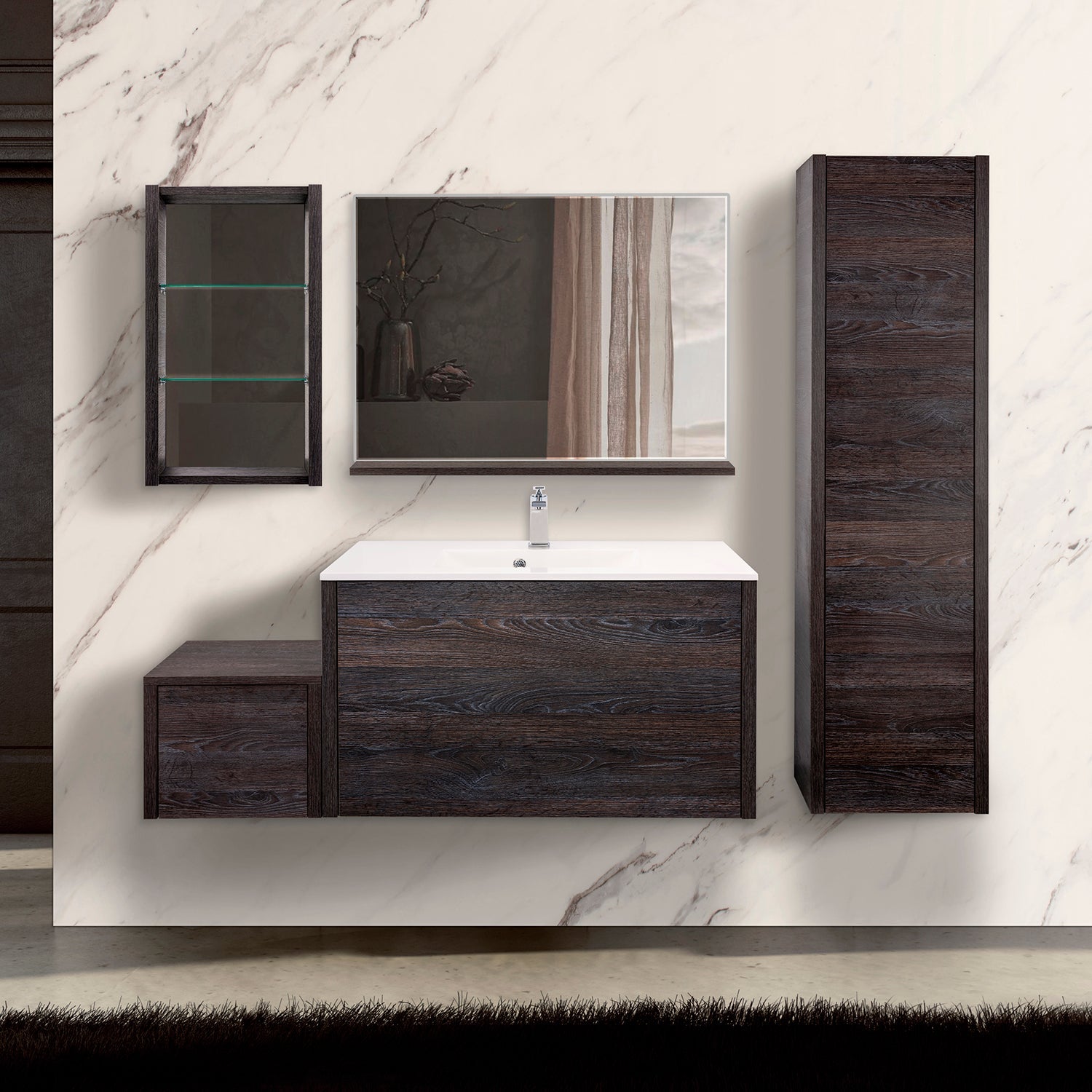 Wood Mirror Shelf, Wall Mount 'OHANA Collection by DAX