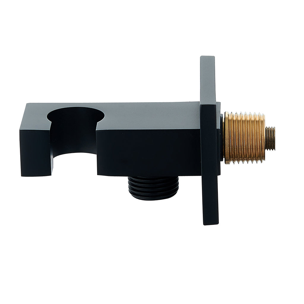 Soporte de ducha de mano cuadrado de latón Dax con conector de manguera acabado negro mate (DAX-078-BL)