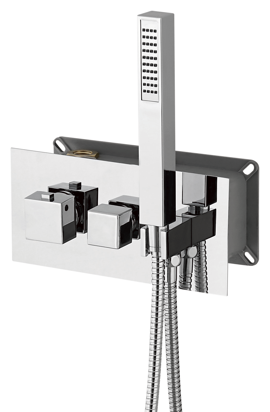 DAX Square Concealed Valve Thermostatic Mixer with 2/3 Function Diverter. chrome Finish (DAX-1004-SQ-CR)