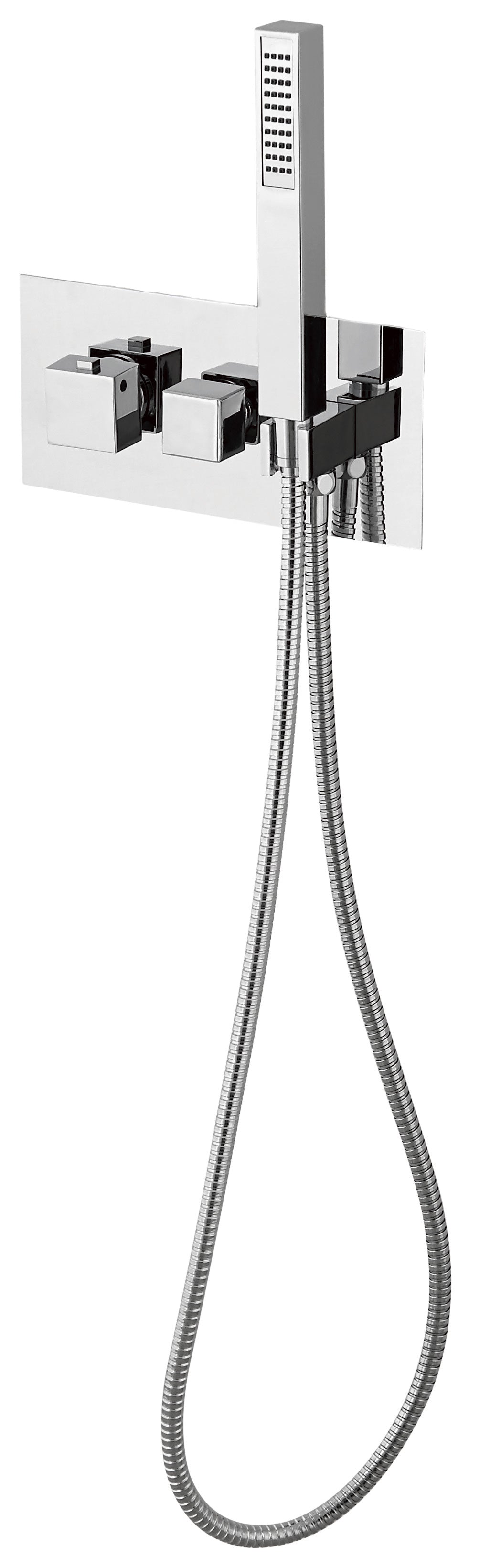 DAX Square Concealed Valve Thermostatic Mixer with 2/3 Function Diverter. chrome Finish (DAX-1004-SQ-CR)