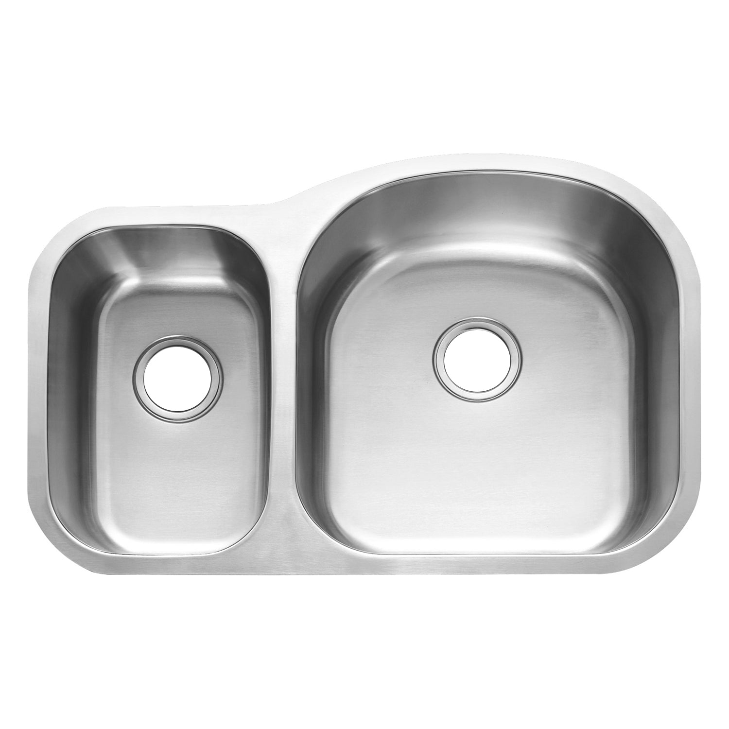 Fregadero de cocina DAX 30/70 de doble cuenco, acero inoxidable de calibre 18, acabado cepillado, 31-1/2 x 20-1/2 x 9 pulgadas (DAX-3121R)