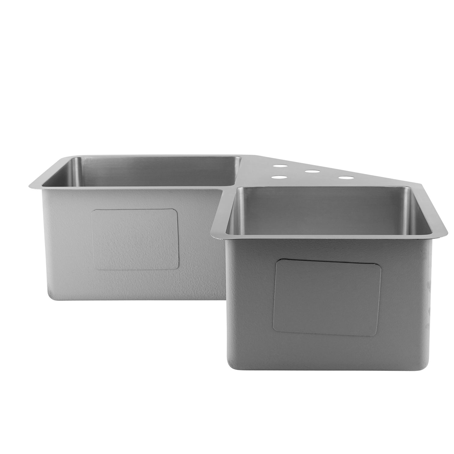 DAX Handmade Corner Kitchen Sink, 16 Gauge, Brushed Stainless Steel Finish, 44-3/8 x 23-1/2 x 10 Inches (DAX-334)
