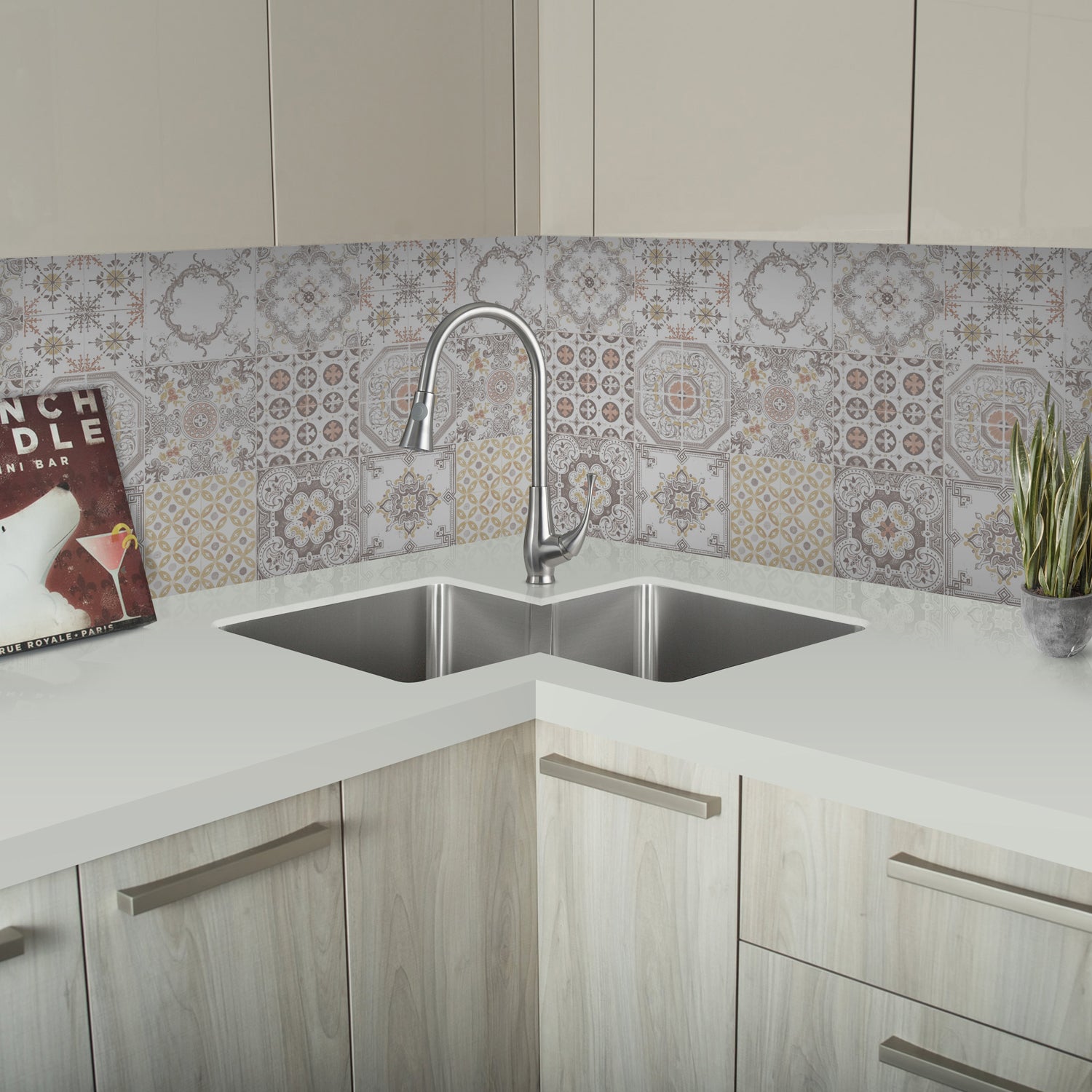 Enjoy the Double Bowl Undermount Kitchen Sink in your kitchen, available exclusively at DAX online stores. It features a beautiful brushed stainless steel finish and measures 32-3/4 x 22-3/4 x 10 inches. Order now at www.daxib.com