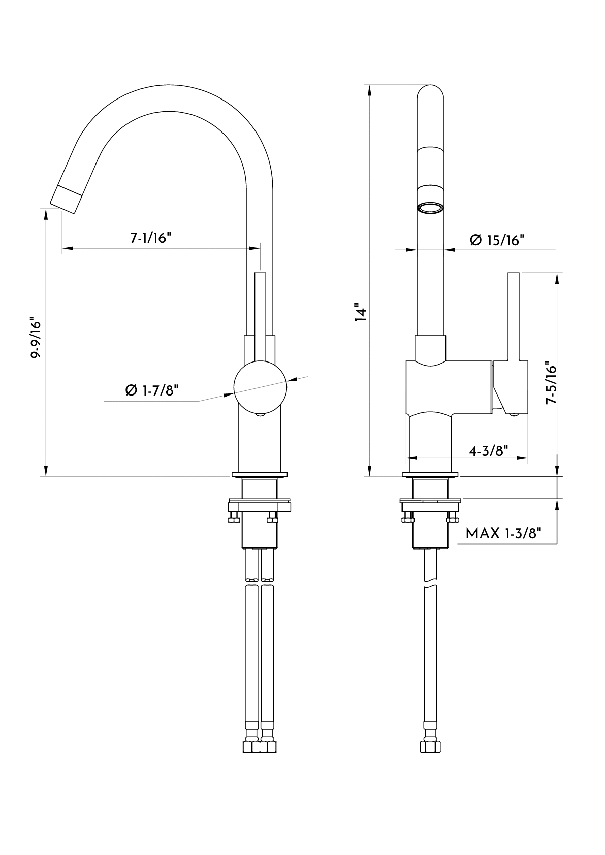 DAX Single Handle Kitchen Faucet Brushed Nickel Finish (DAX-8240-BN)