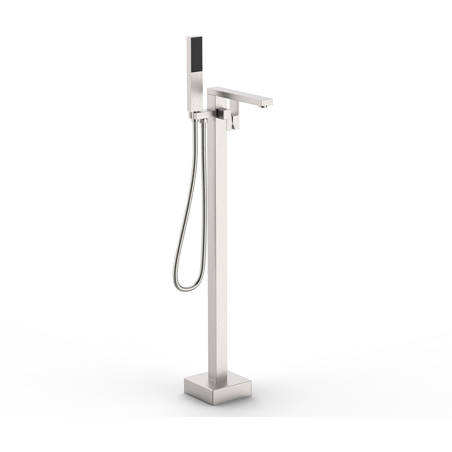 DAX Freestanding Tub Filler with Hand Shower and Square Spout Brushed Nickel Finish (DAX-8833-BN)