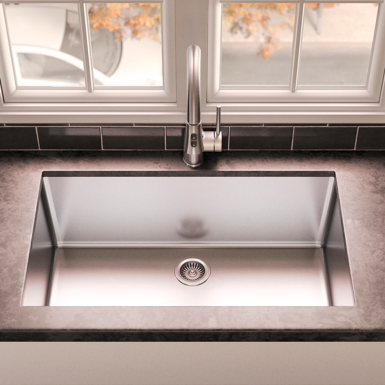 DAX Single Handle Pull Down Kitchen Faucet with Dual Sprayer, Brass Body, Brushed Nickel Finish, Size 11-7/16 x 17-1/2 Inches (DAX-8887)