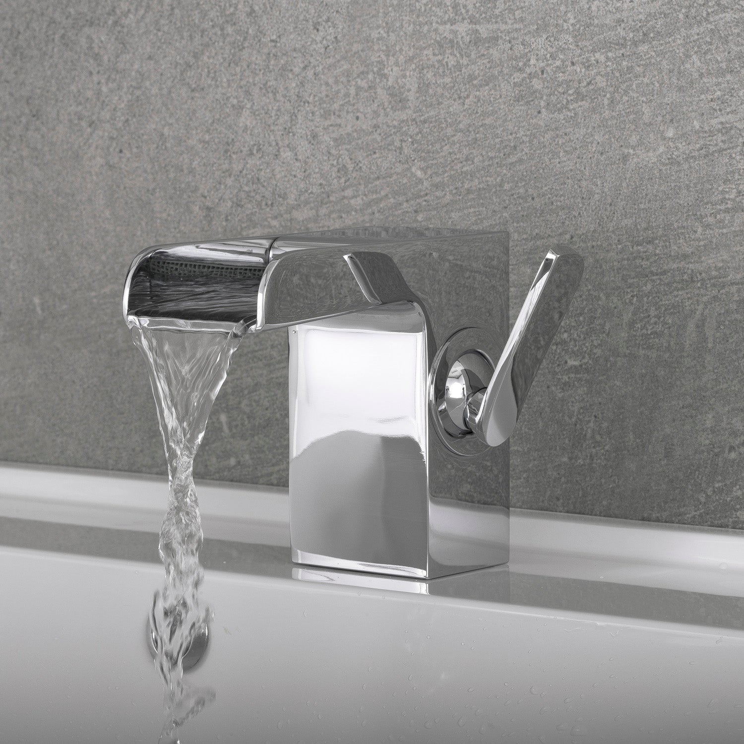DAX Single Handle Waterfall Bathroom Faucet, Brass Body, Chrome Finish, 5-1/8 x 4-5/16 Inches (DAX-9825)