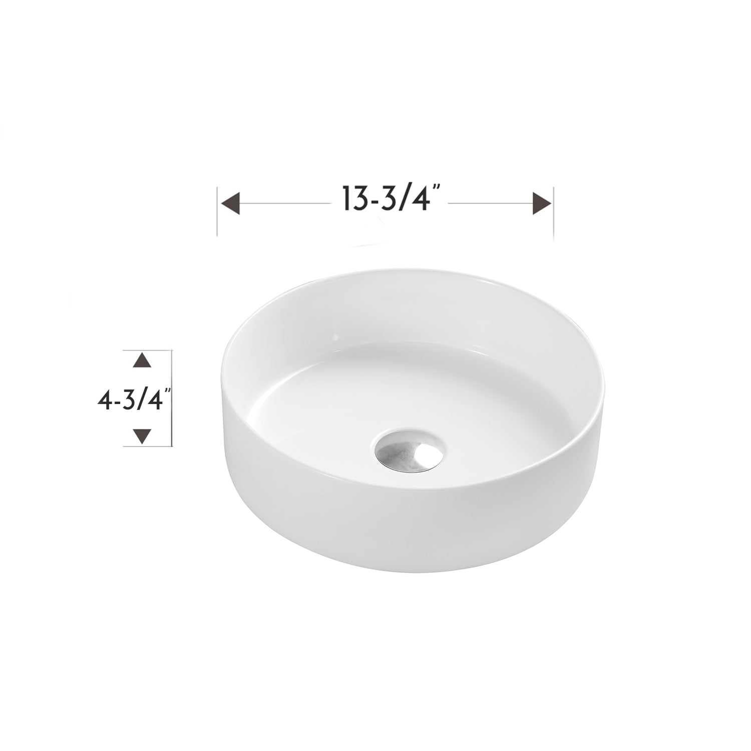 Lavabo redondo de cerámica para baño DAX - (14" de diámetro) (DAX-CL1277)