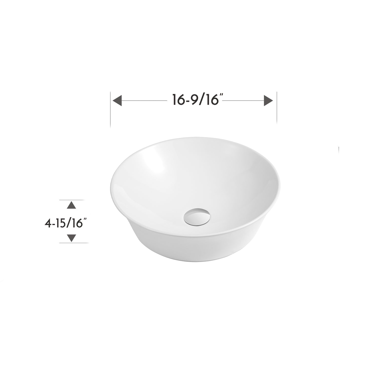 Lavabo redondo de cerámica para baño DAX - (16.5 "de diámetro) (DAX-CL1329)