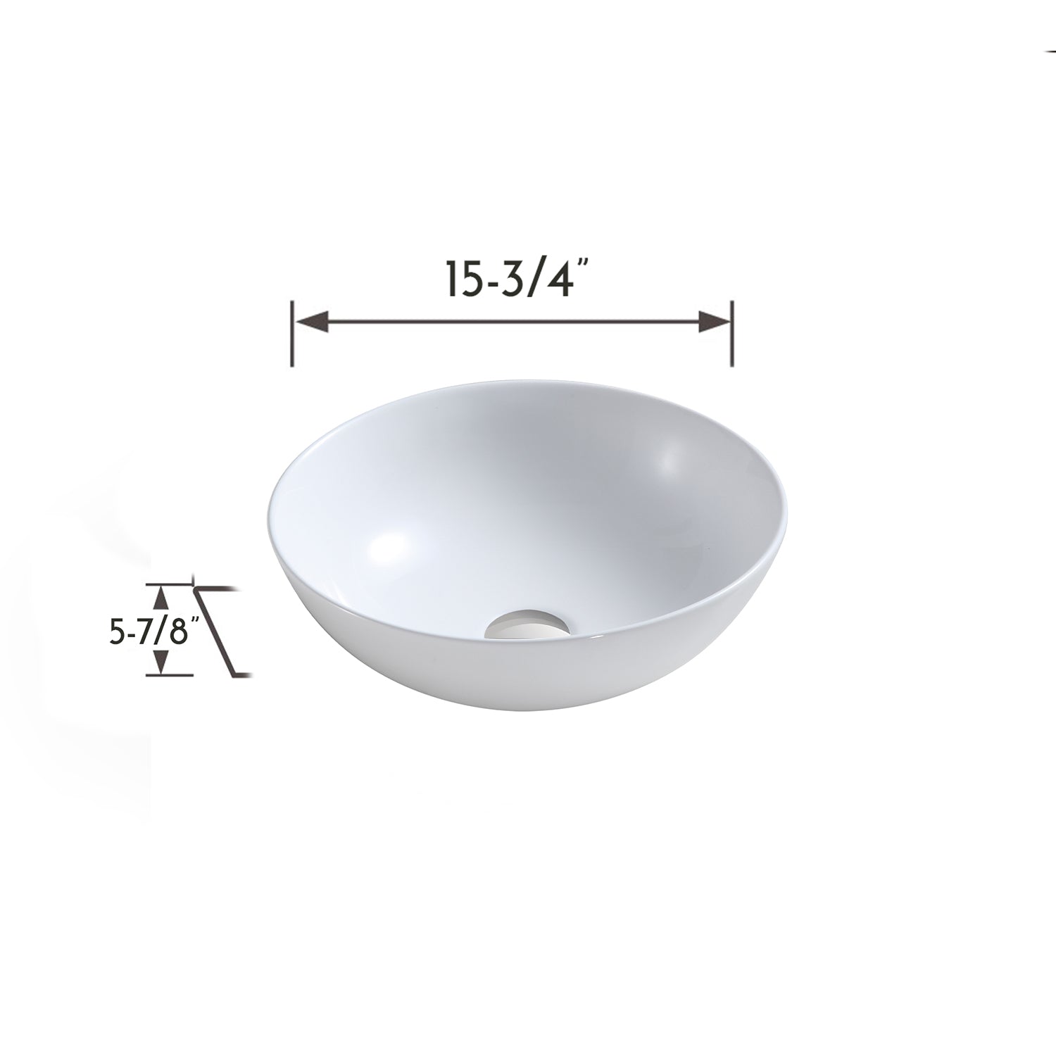 Lavabo redondo de cerámica para baño DAX - (16" de diámetro) (DAX-CL1344)