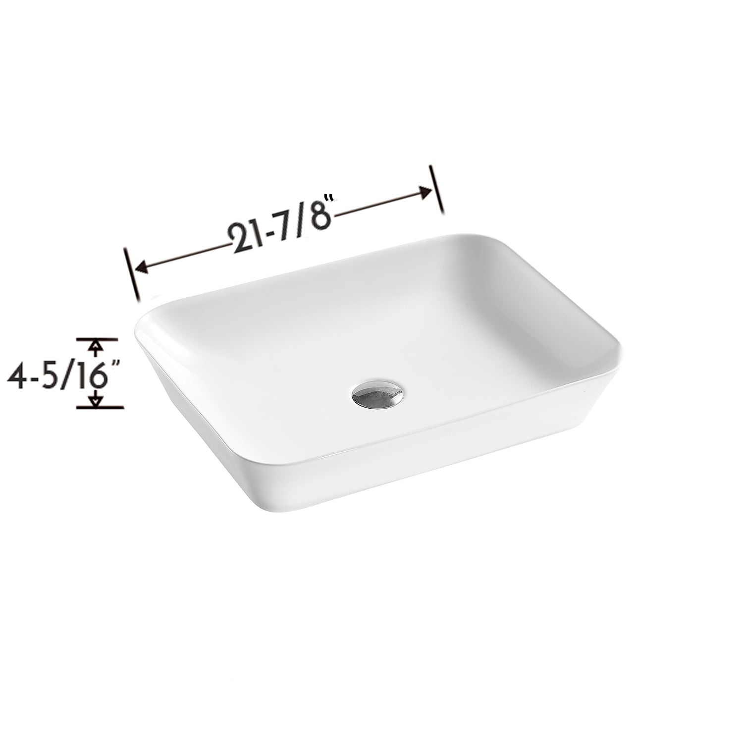 DAX - Lavabo rectangular de cerámica para baño (22" x 16") (DAX-CL1469)