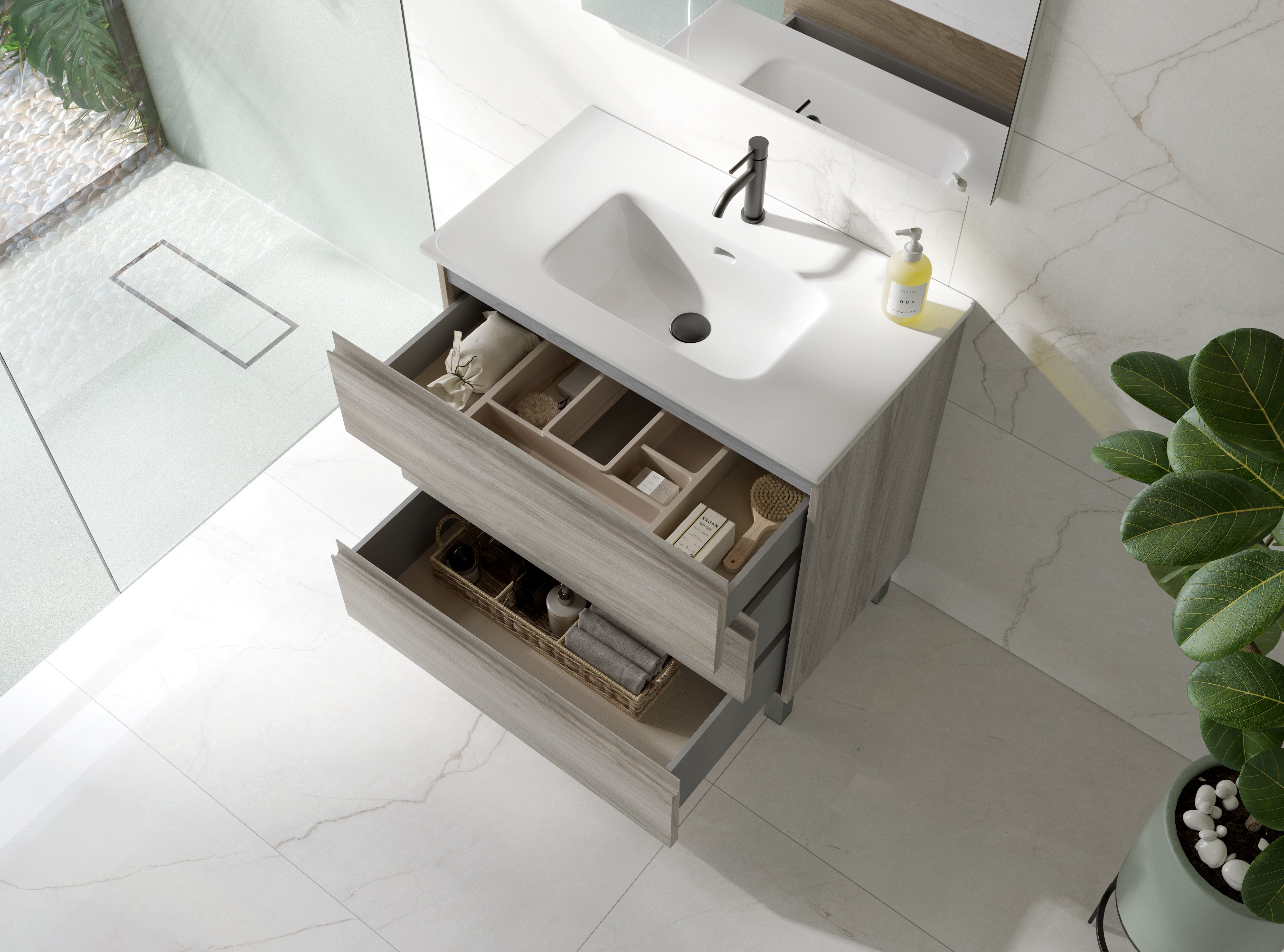 This vanity has three spacious drawers and ample room for all your essentials. Order now at www.daxin.com.