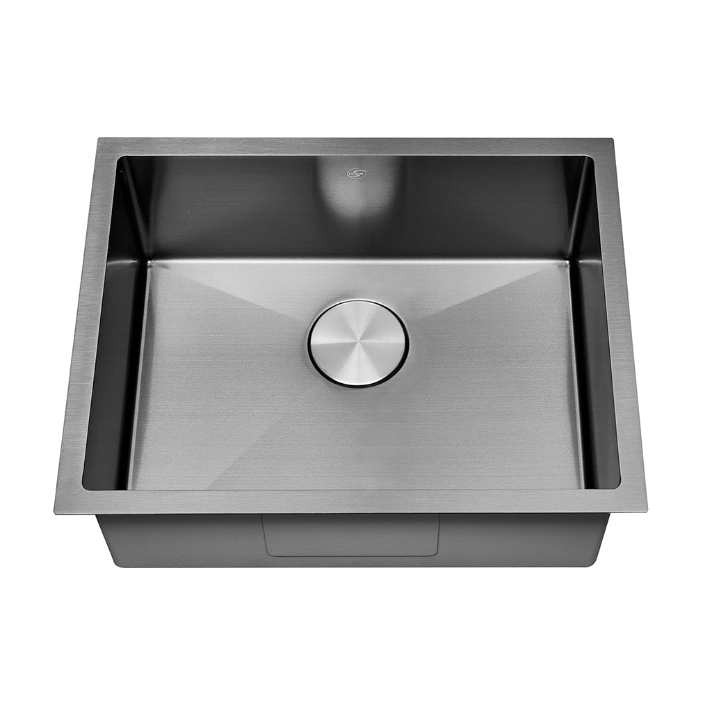 Fregadero de cocina DAX hecho a mano con nanómetro de una sola cubeta, acero inoxidable negro 304, accesorios incluidos (DAX-NB2318-R10)
