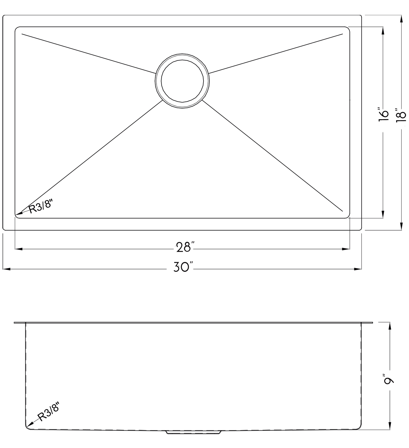 DAX Handmade Nanometre Single Bowl Undermount Kitchen Sink - Black Stainless Steel 304 - Accessories Included (DAX-NB3018-R10)