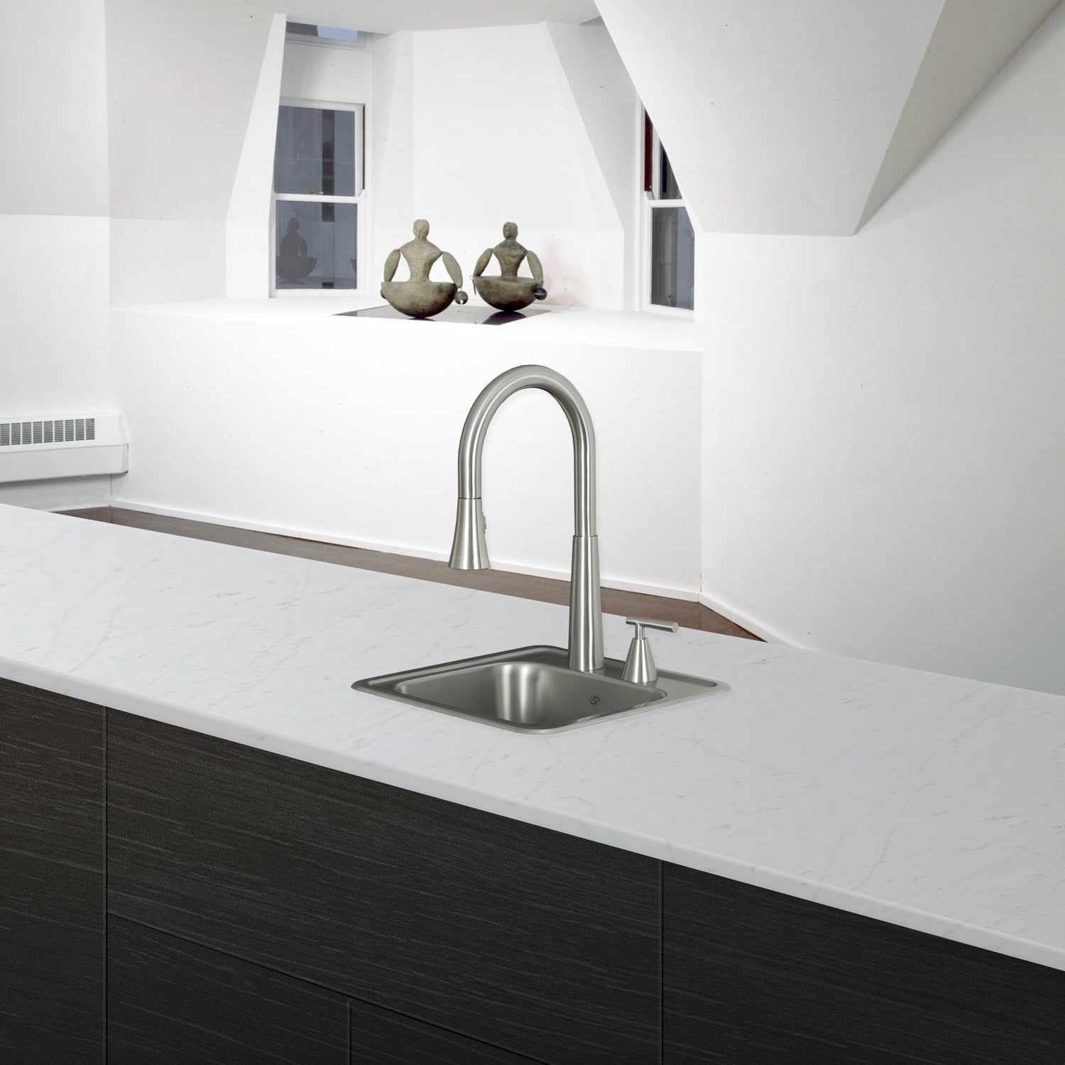 DAX Single Bowl Top Mount Kitchen Sink, 23 Gauge Stainless Steel, Brushed Finish , 15 x 15 x 5-1/2 Inches (DAX-OM-1515)