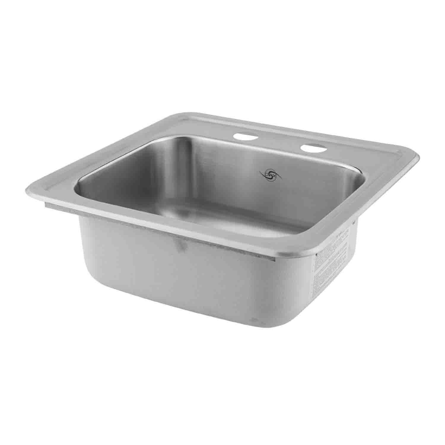 DAX Fregadero de cocina de montaje superior de un solo tazón, acero inoxidable calibre 23, acabado cepillado, 15 x 15 x 5-1/2 pulgadas (DAX-OM-1515)