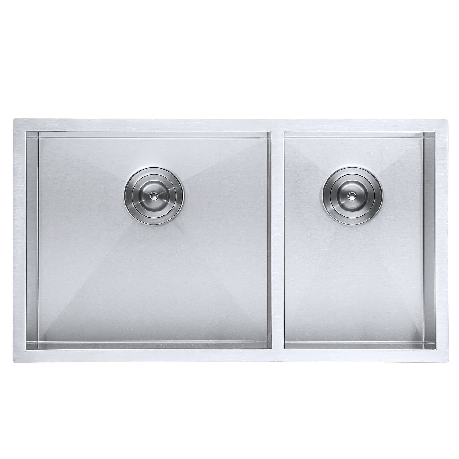 DAX Double Bowl Undermount Kitchen Sink, 16 Gauge Stainless Steel, Brushed Finish , 32 x 18 x 10 Inches (DAX-SQ-3218)