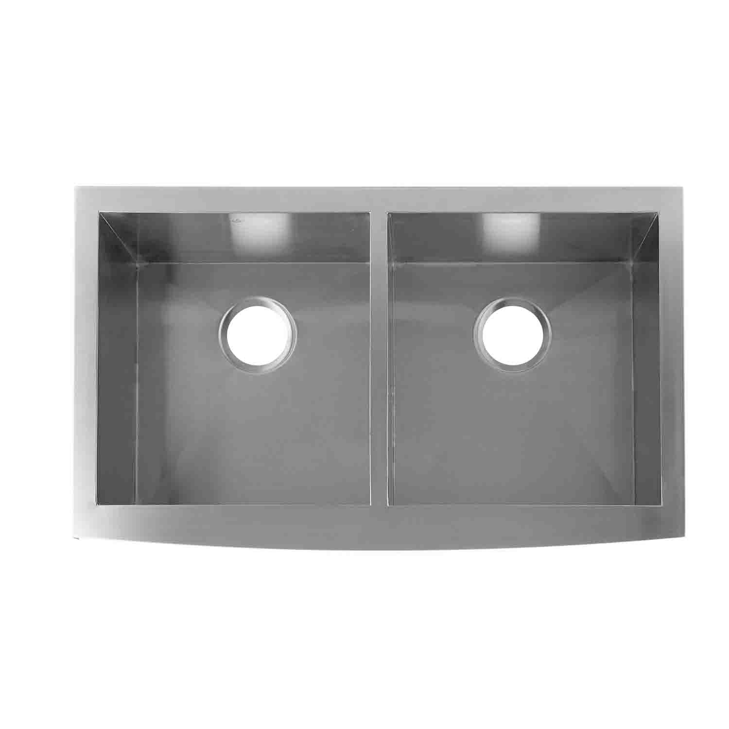 DAX Farmhouse 50/50 Double Bowl Kitchen Sink, 16 Gauge Stainless Steel, Brushed Finish, 33 x 20 x 10 Inches (DAX-SQ-3320F)