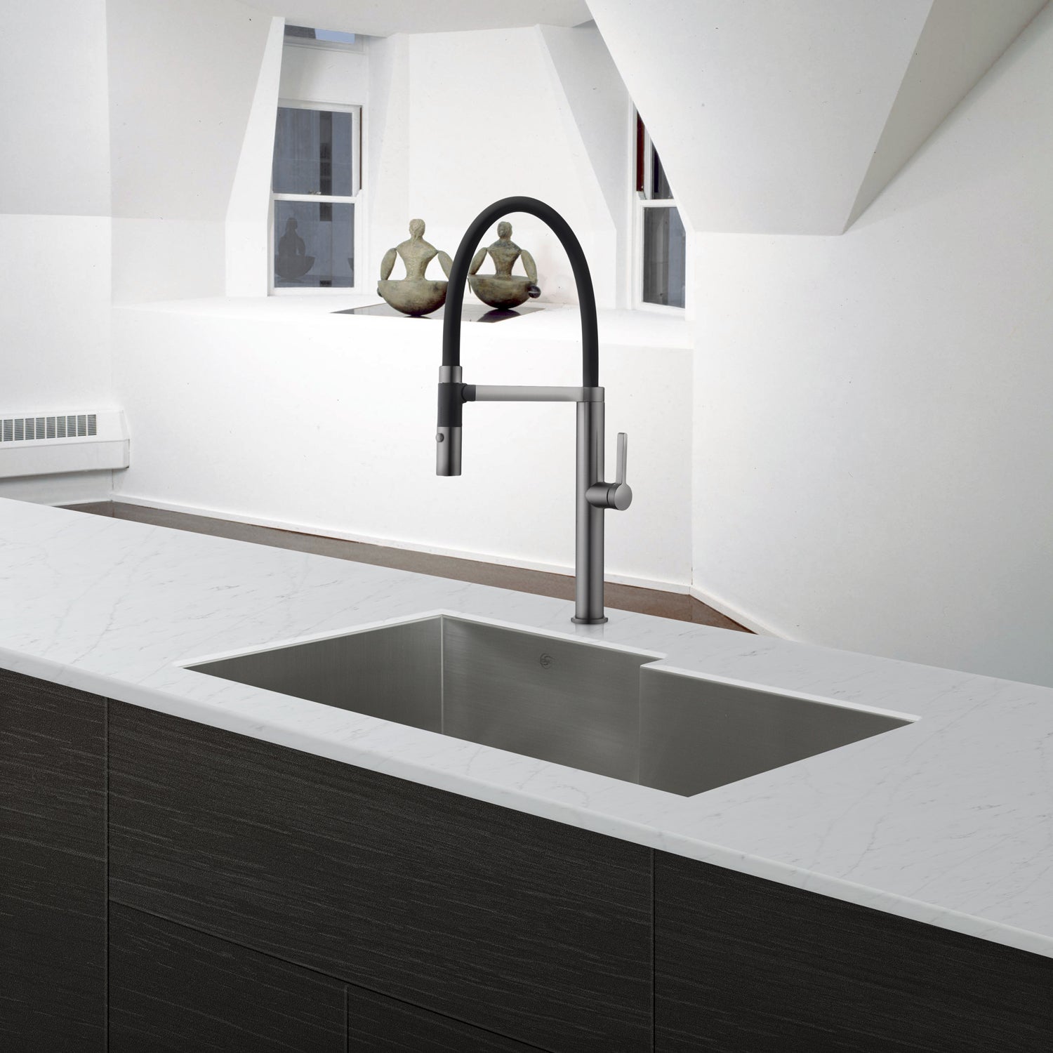 DAX Handmade Single Bowl Undermount Kitchen Sink, 16 Gauge Stainless Steel, Brushed Finish, 34 x 20 x 10 Inches (DAX-SQ-3420F)