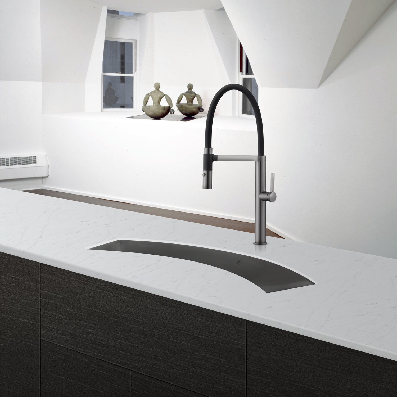 DAX Handmade Undermount Bar Sink, 16 Gauge Stainless Steel, Brushed Finish, 45 x 13 x 6 Inches (DAX-SQ-4512-C)