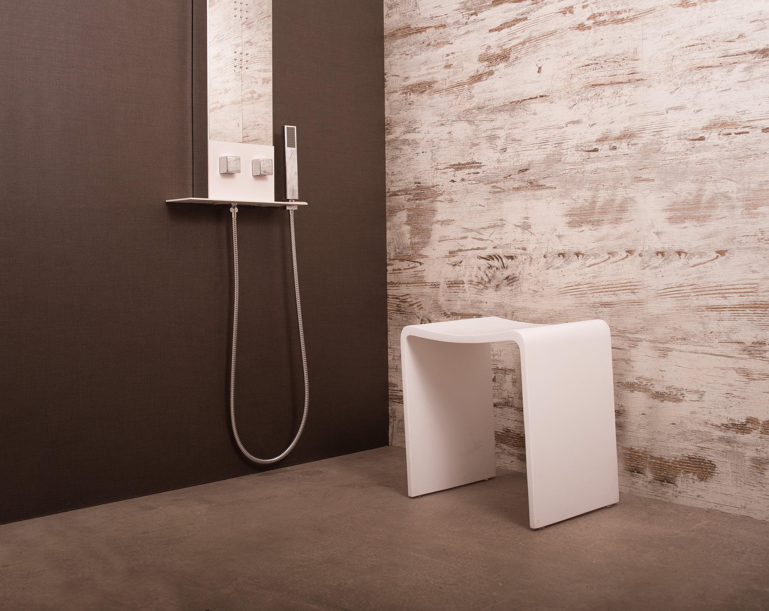 Taburete de baño de superficie sólida DAX, acabado blanco mate, 15-3/4 x 17-1/8 x 11-13/16 pulgadas (DAX-ST-02)