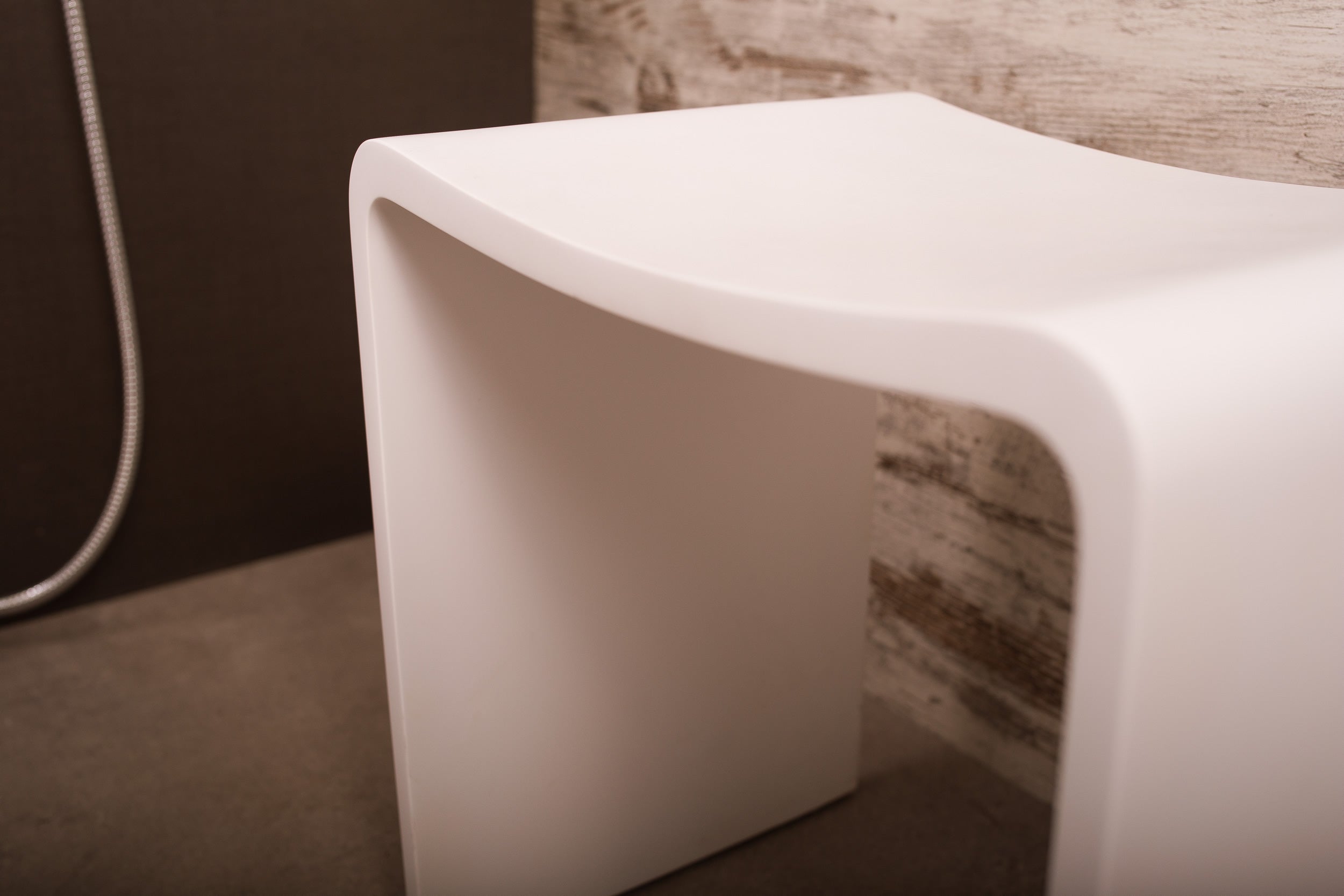 DAX Solid Surface Bathroom Stool,  Matte White Finish, 15-3/4 x 17-1/8 x 11-13/16 Inches (DAX-ST-02)