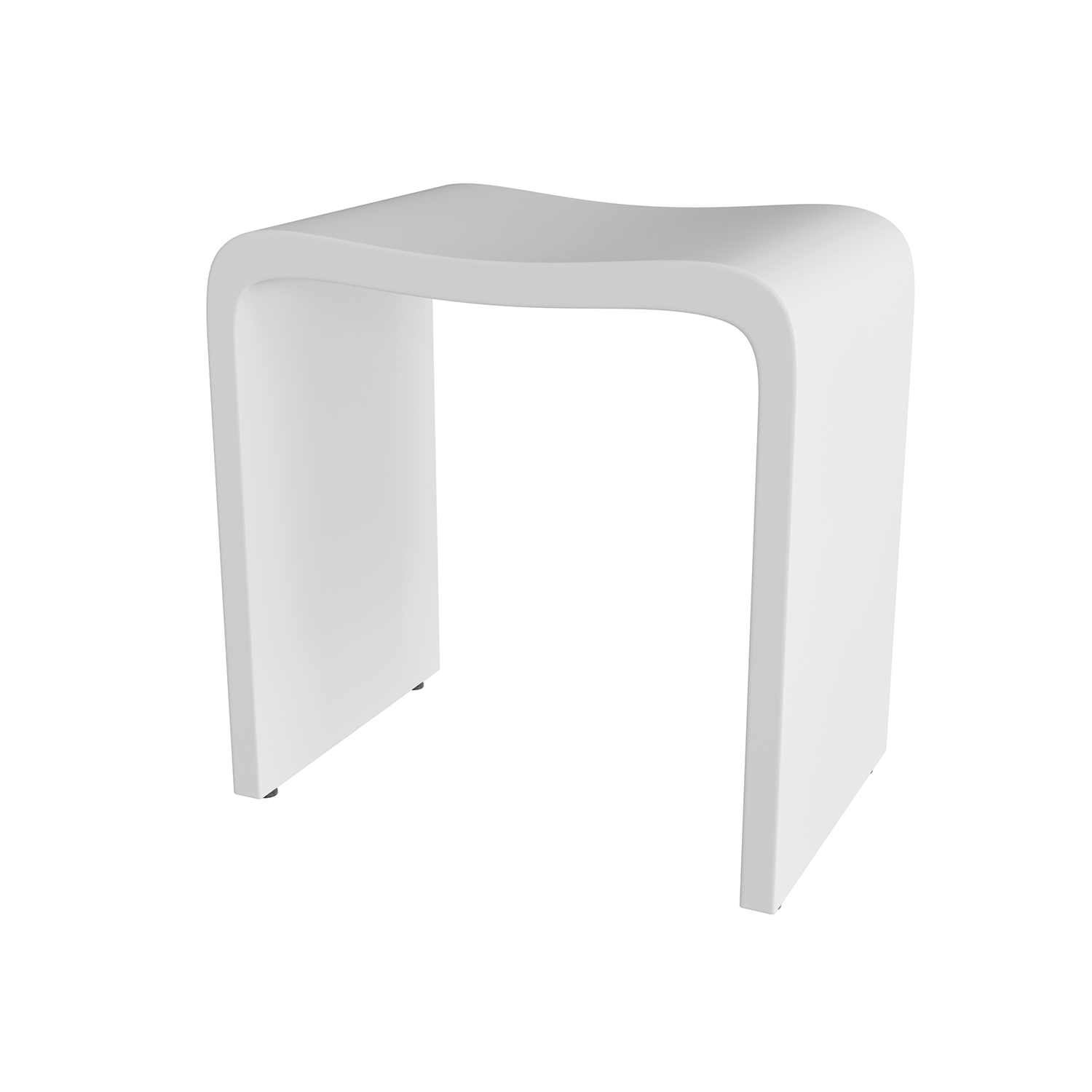 Taburete de baño de superficie sólida DAX, acabado blanco mate, 15-3/4 x 17-1/8 x 11-13/16 pulgadas (DAX-ST-02)