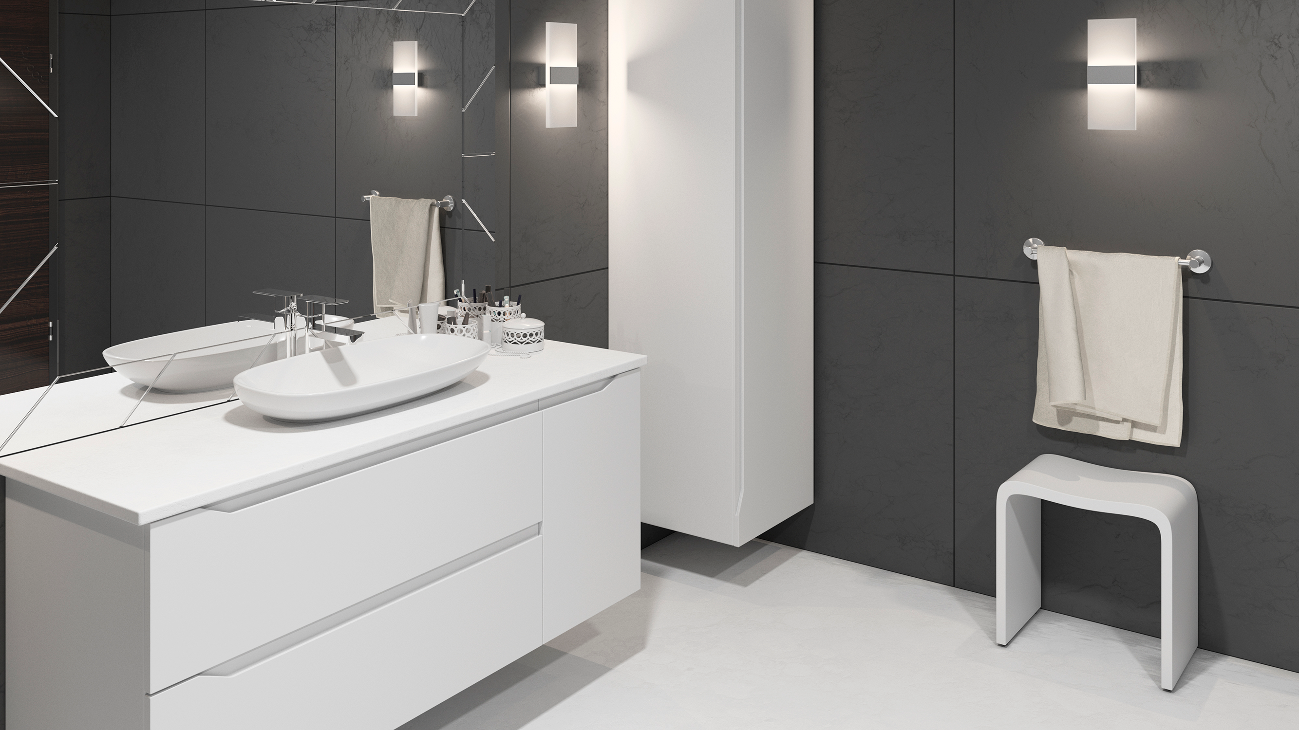 Taburete de baño de superficie sólida DAX, acabado blanco mate, 15-3/4 x 17-1/8 x 11-13/16 pulgadas (DAX-ST-02)