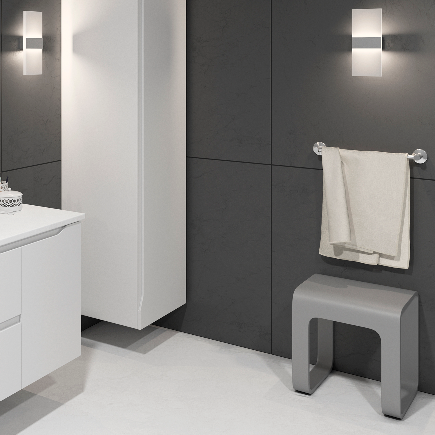 Taburete de baño de superficie sólida DAX - Blanco mate (DAX-ST-03)