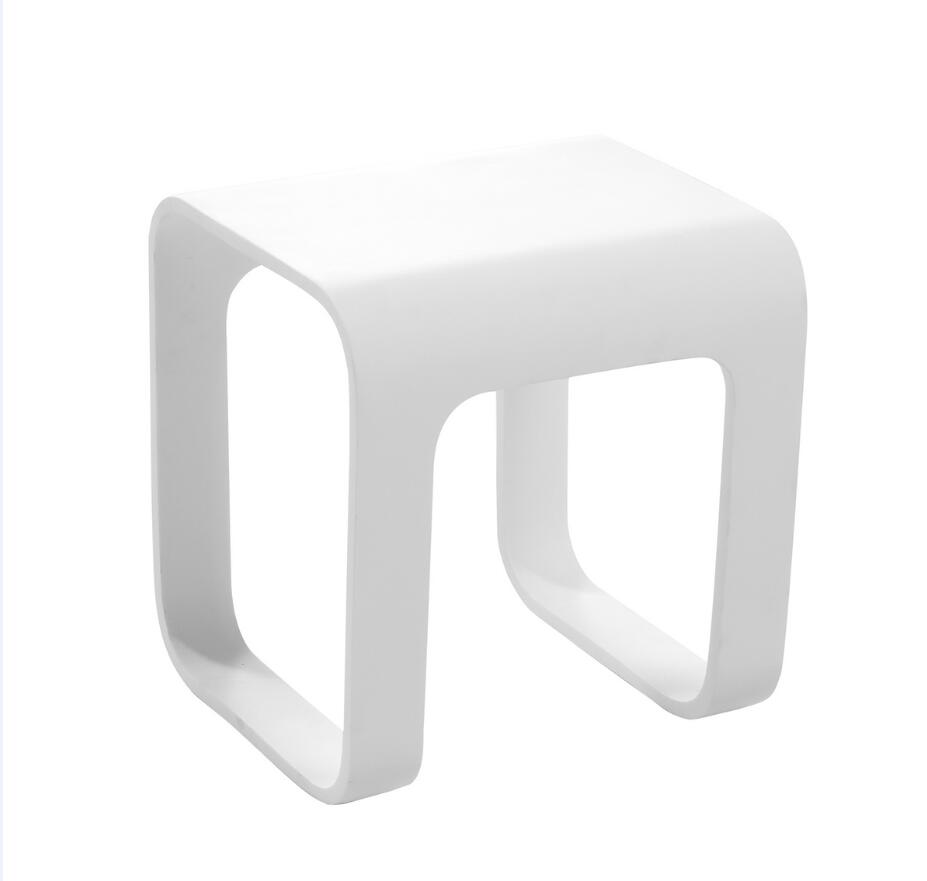 Taburete de baño de superficie sólida DAX - Blanco mate (DAX-ST-03)