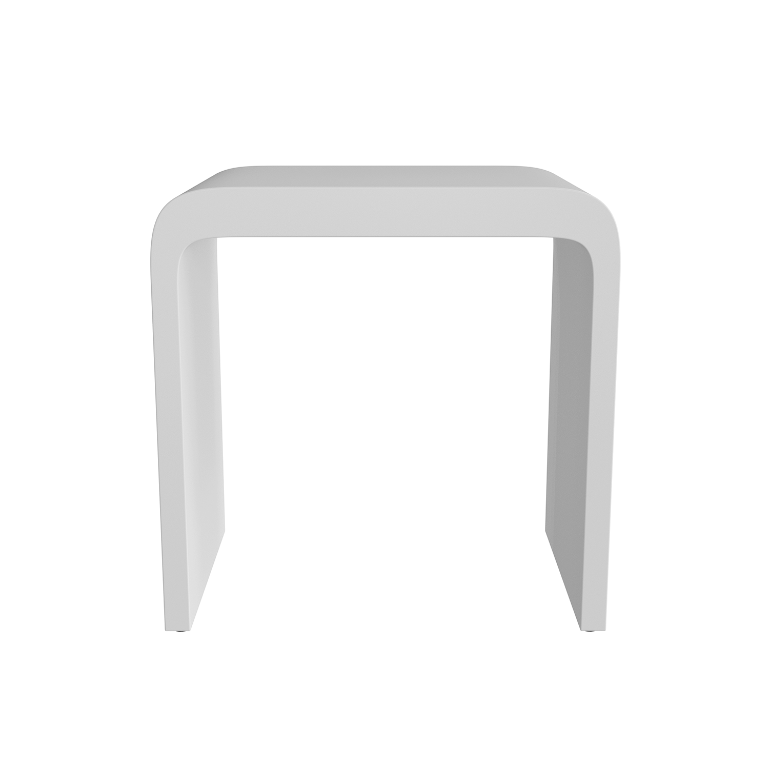 A modern white solid surface bathroom stool with a matte finish and sleek design, featuring a slip-resistant surface and handles for mobility. Order now at www.daxib.com