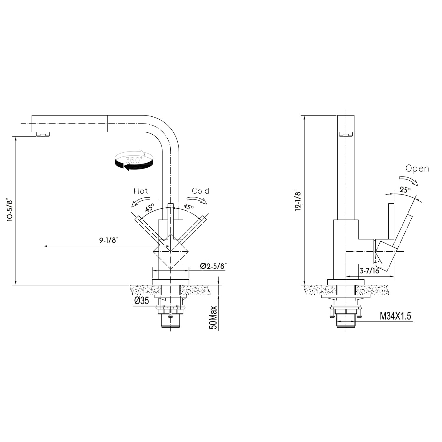 Grifo monomando extraíble para cocina DAX - Níquel cepillado (DAX-12072-BN)