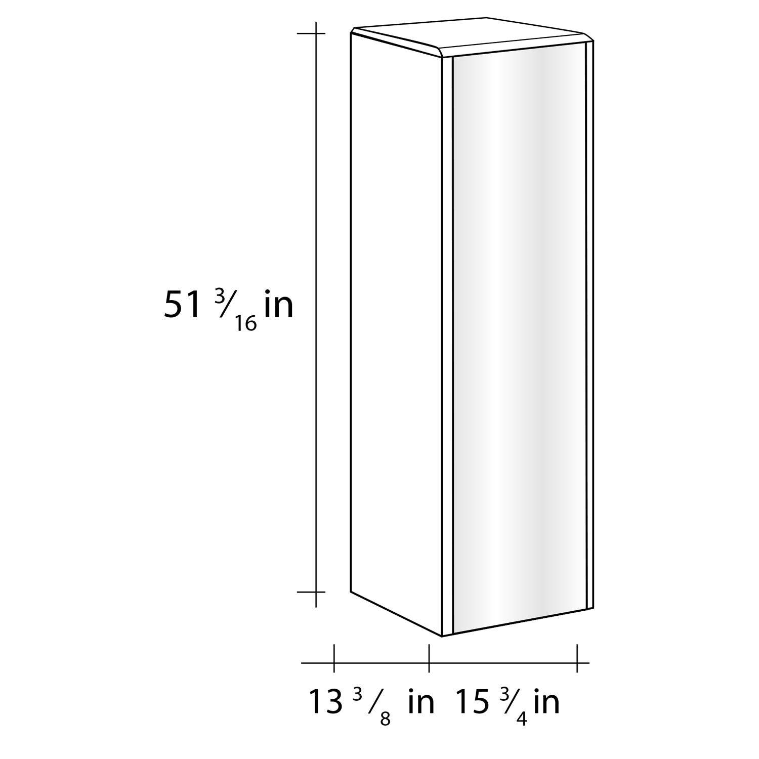 16" Tall Side Cabinet, Wall Mount, 1 Mirrored Door whit Soft Close , Serie Barcelona by VALENZUELA