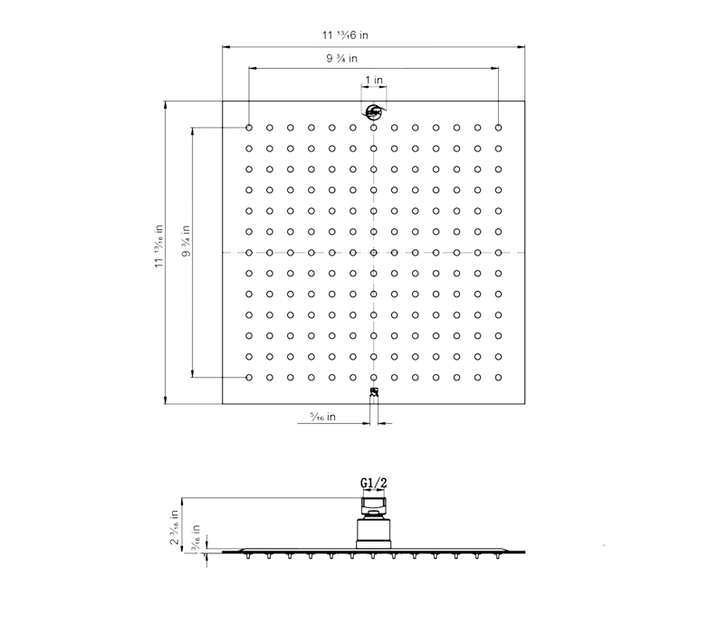 DAX Square RAIN SHOWER HEAD 12" (DAX-C2039)