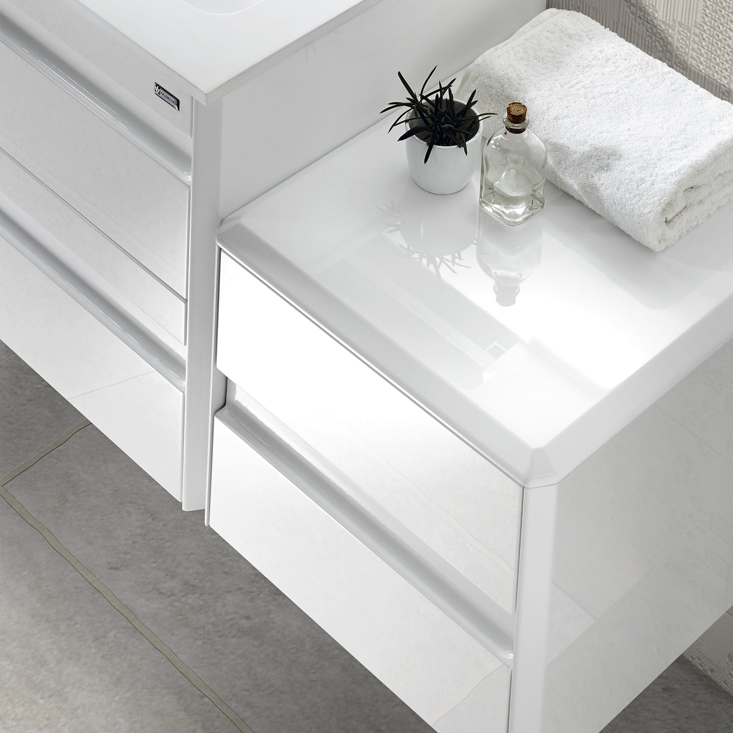 16" Lower Side Cabinet, Wall Mount, 1 Drawer whit Soft Close, White, Serie Barcelona by VALENZUELA