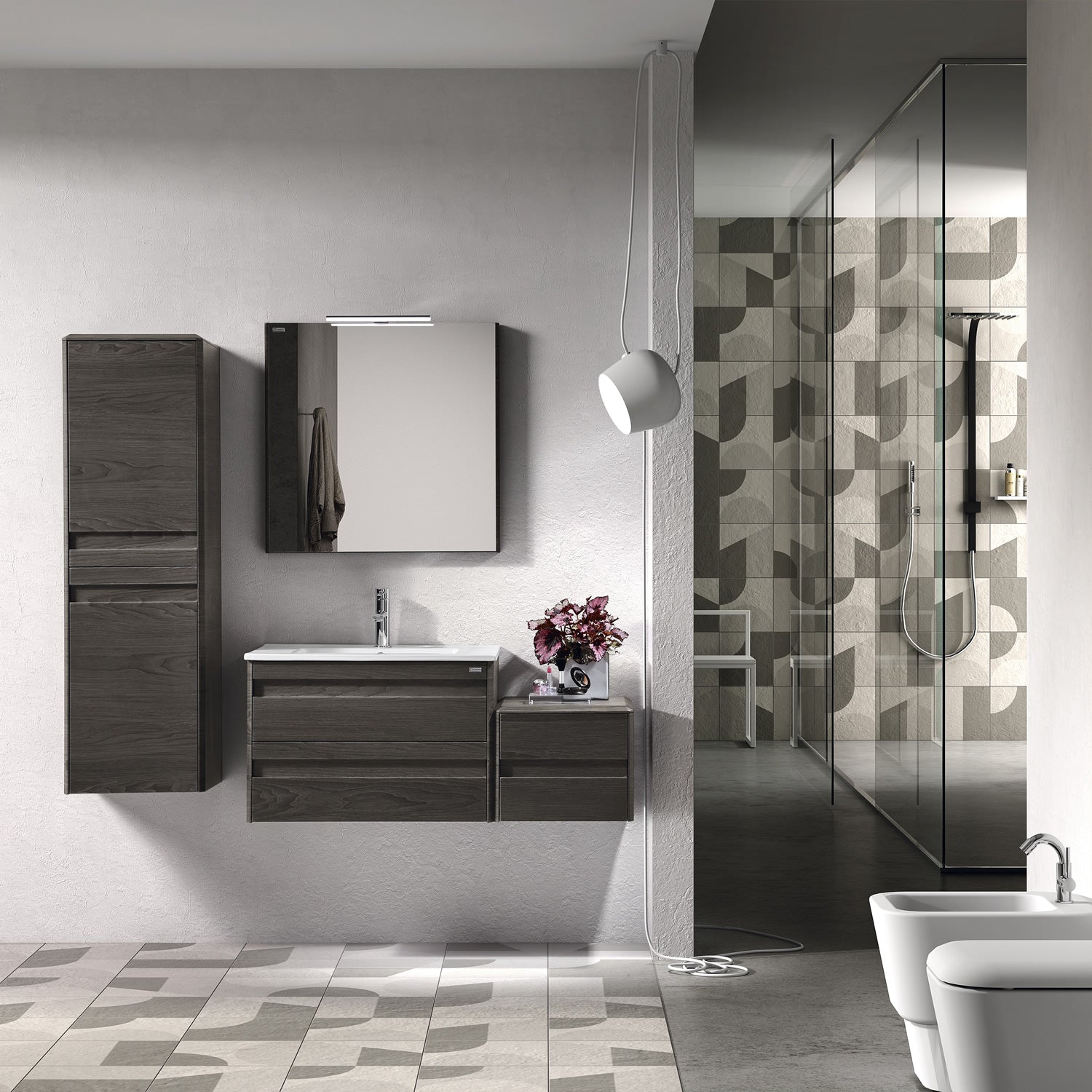 24" Single Vanity, Wall Mount, 2 Drawers with Soft Close, Walnut, Serie Barcelona by VALENZUELA