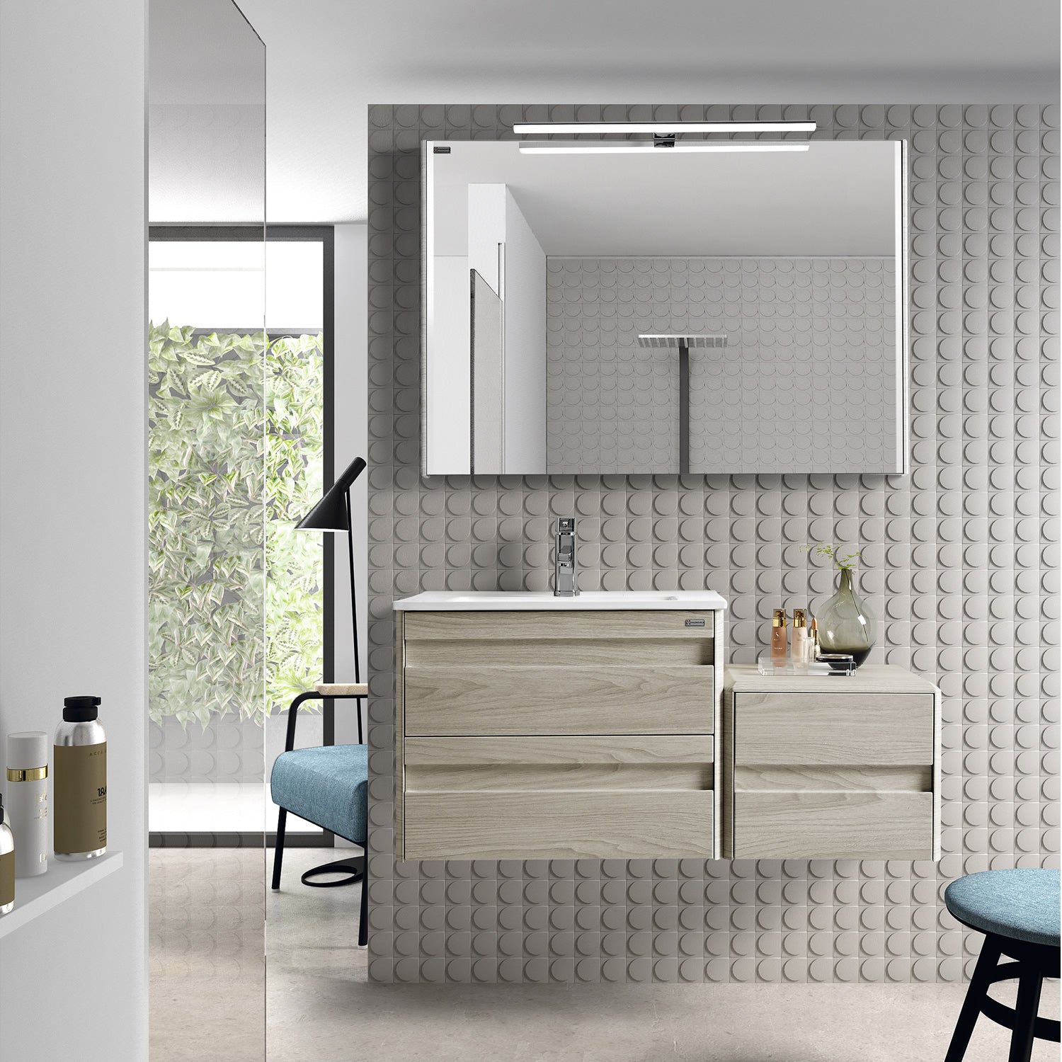 Tocador Sencillo de 40", Montaje a Pared, 2 Cajones con Cierre Suave, Nube, Serie Barcelona de VALENZUELA