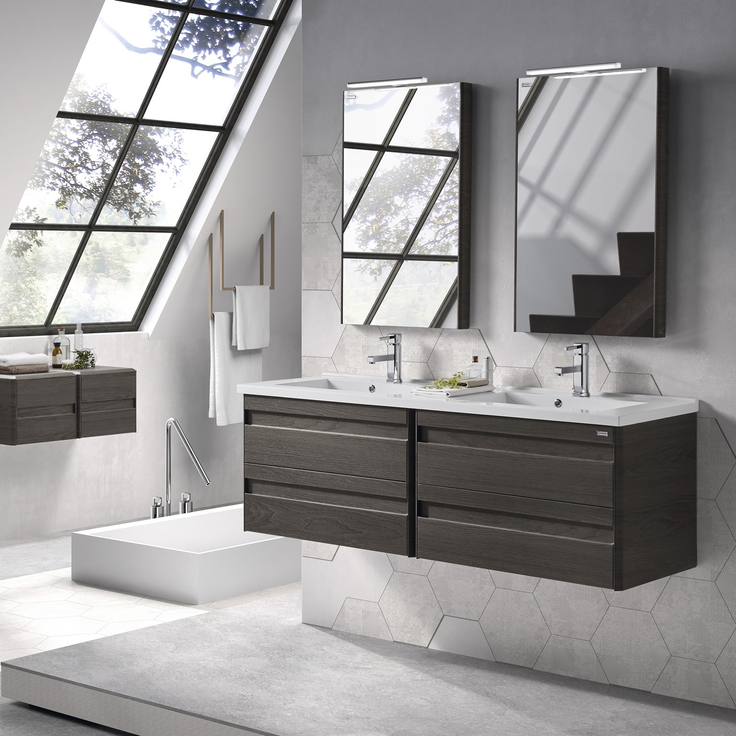 Valenzuela Barcelona Double Vanity Cabinet 4 Drawers 80 Inches Walnut