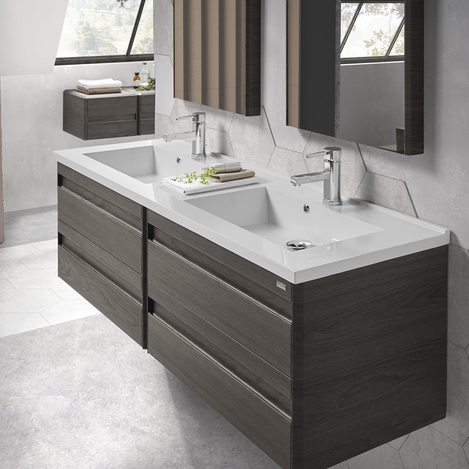 Valenzuela Barcelona Double Vanity Cabinet 4 Drawers 80 Inches Walnut