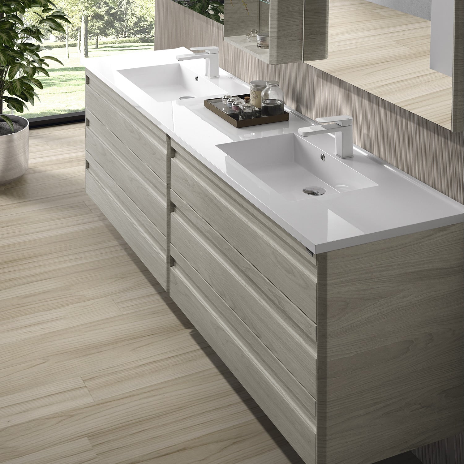 Valenzuela Barcelona Double Vanity Cabinet 6 Drawers 80 Inches Cloud