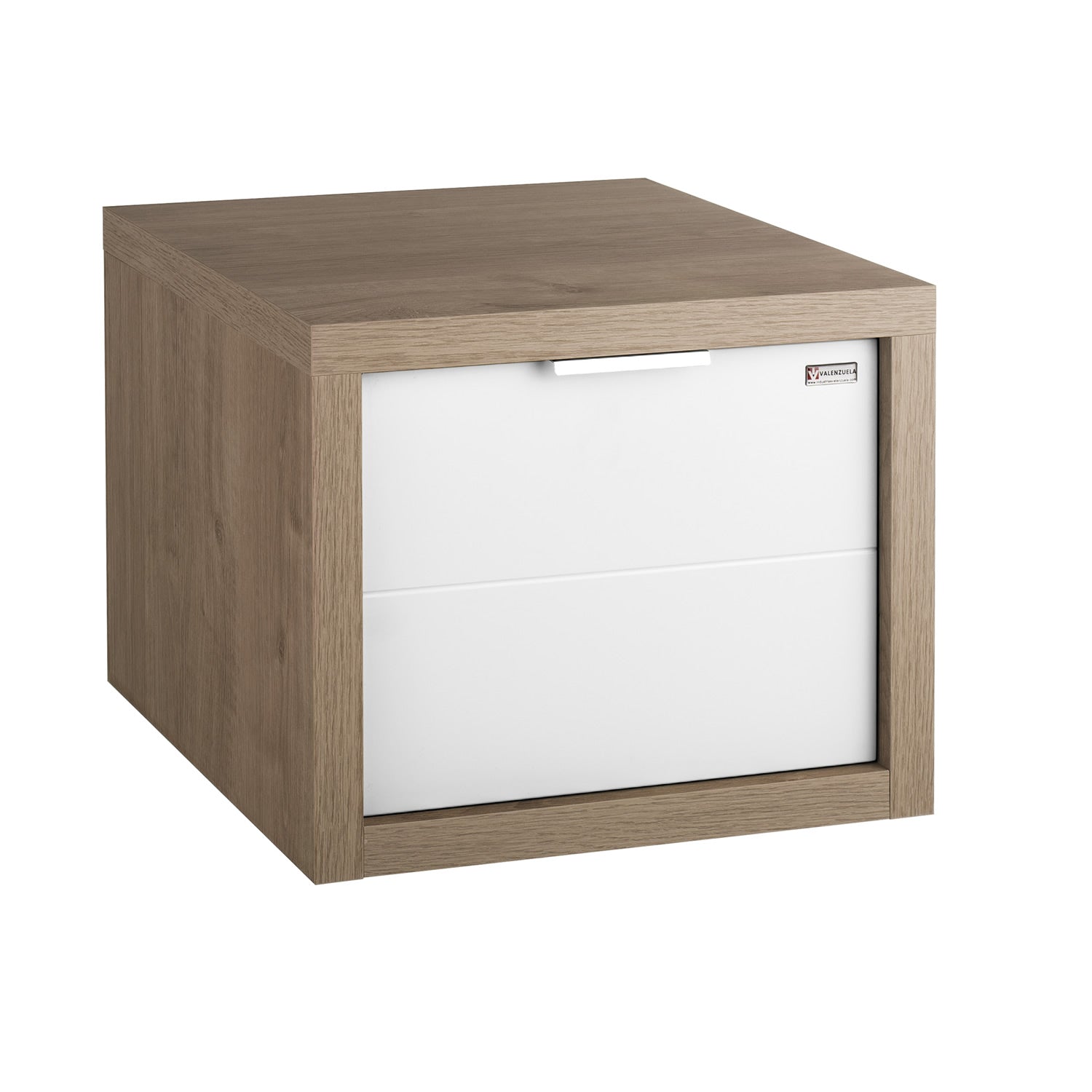 Gabinete Lateral Inferior 16", Montaje a Pared, 1 Cajón con Asa y Cierre Suave, Roble - Blanco, Serie Tino de VALENZUELA