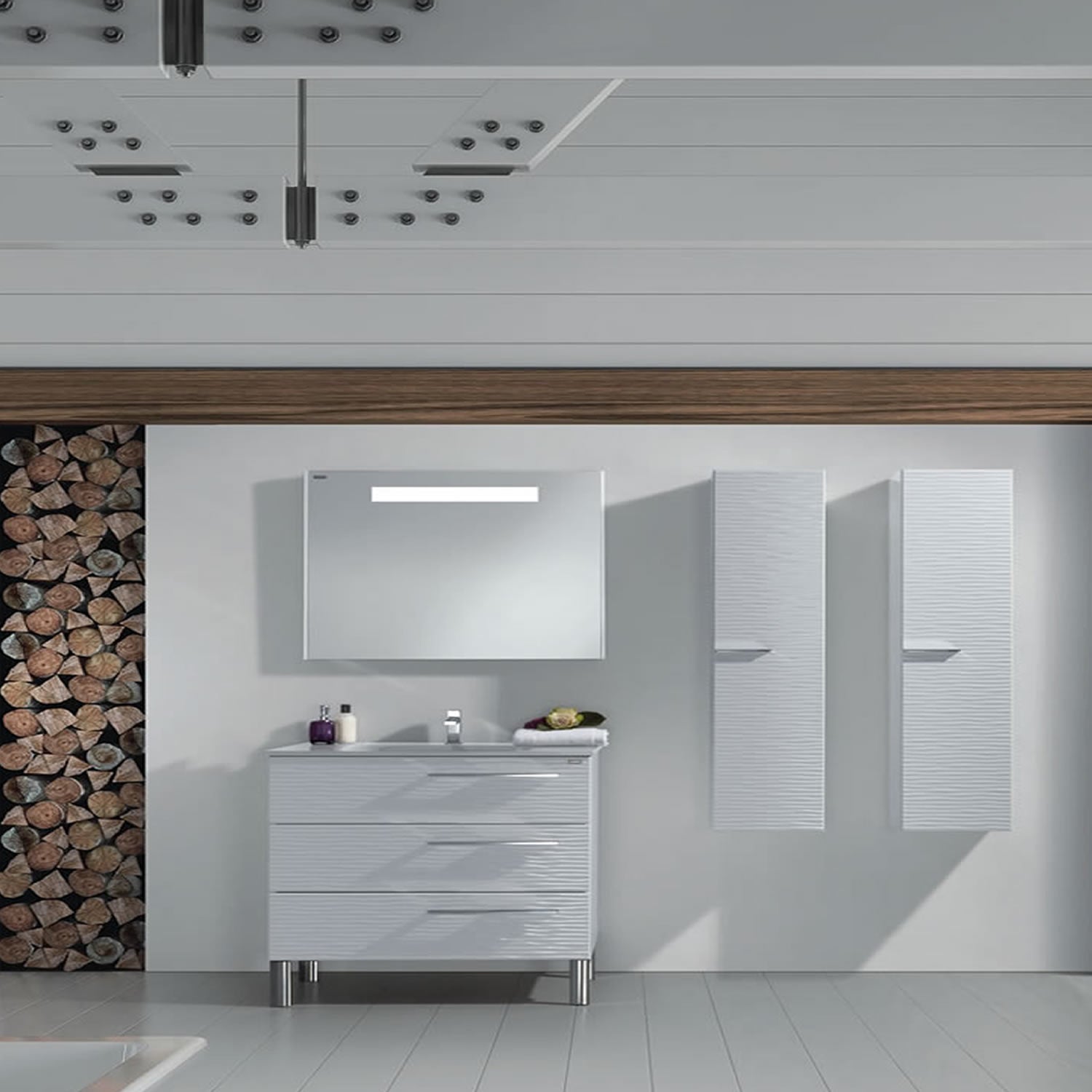 Single Vanity, Floor Mount, 3 Drawers with Soft Close, Serie Dune by VALENZUELA