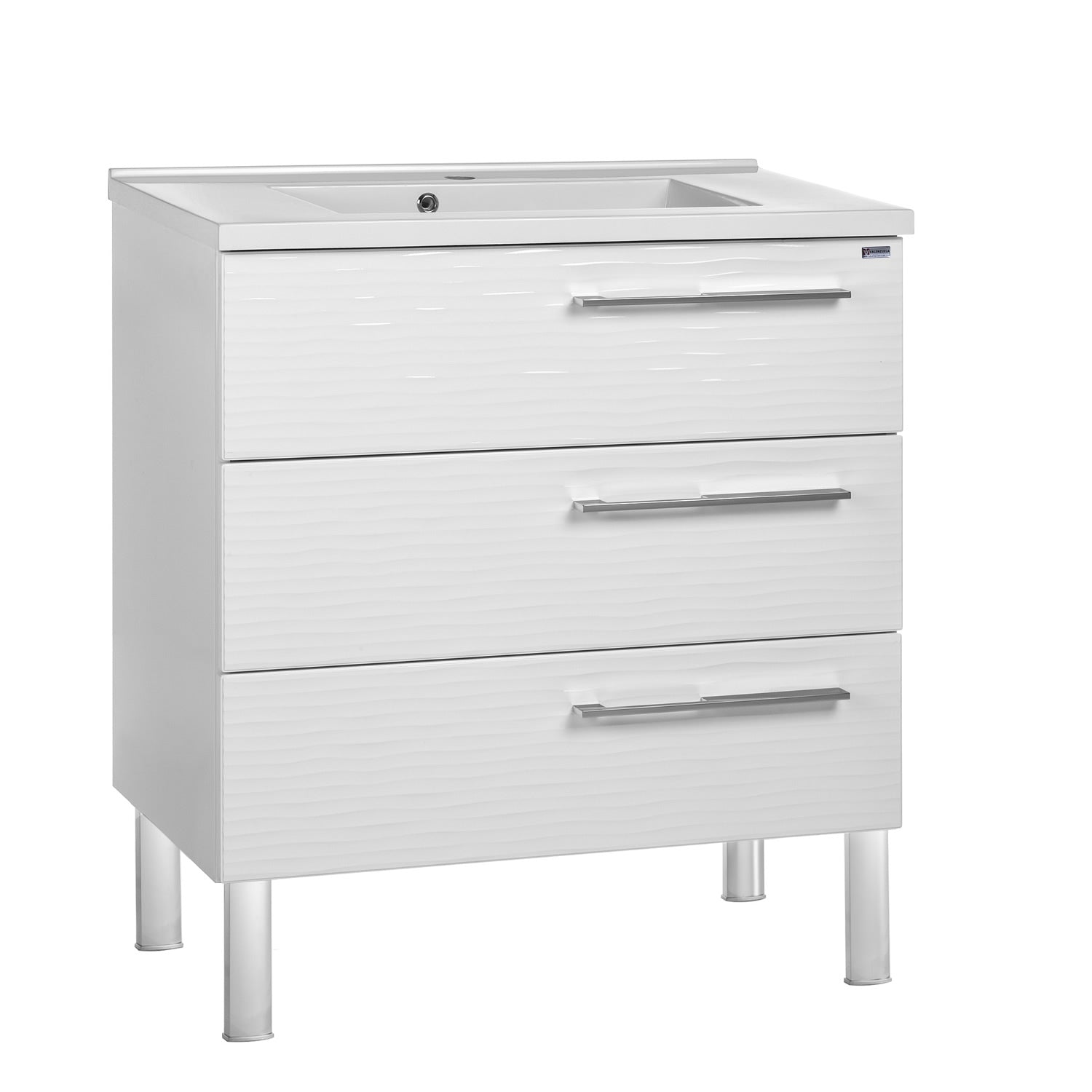 Single Vanity, Floor Mount, 3 Drawers with Soft Close, Serie Dune by VALENZUELA