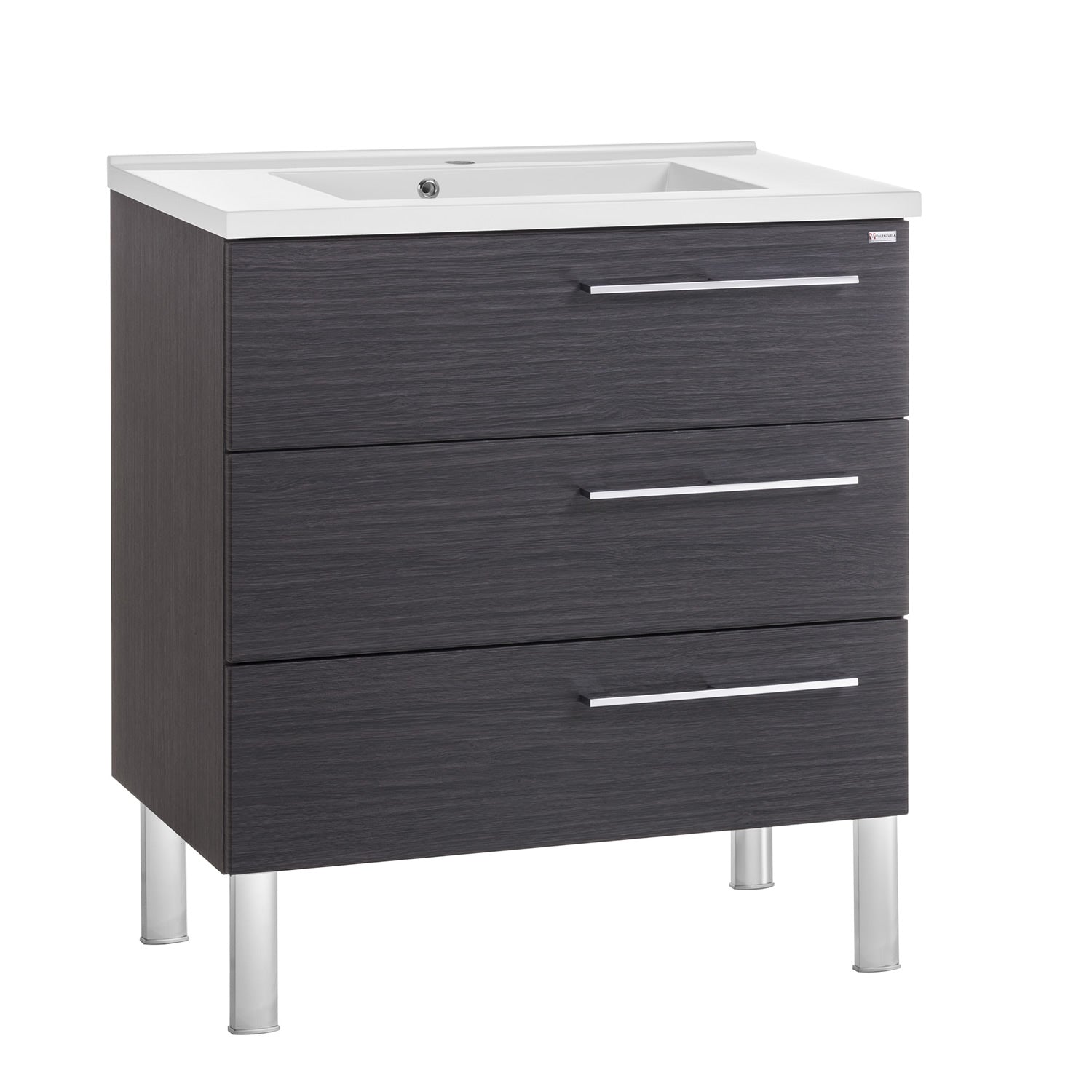 Single Vanity, Floor Mount, 3 Drawers with Soft Close, Serie Dune by VALENZUELA