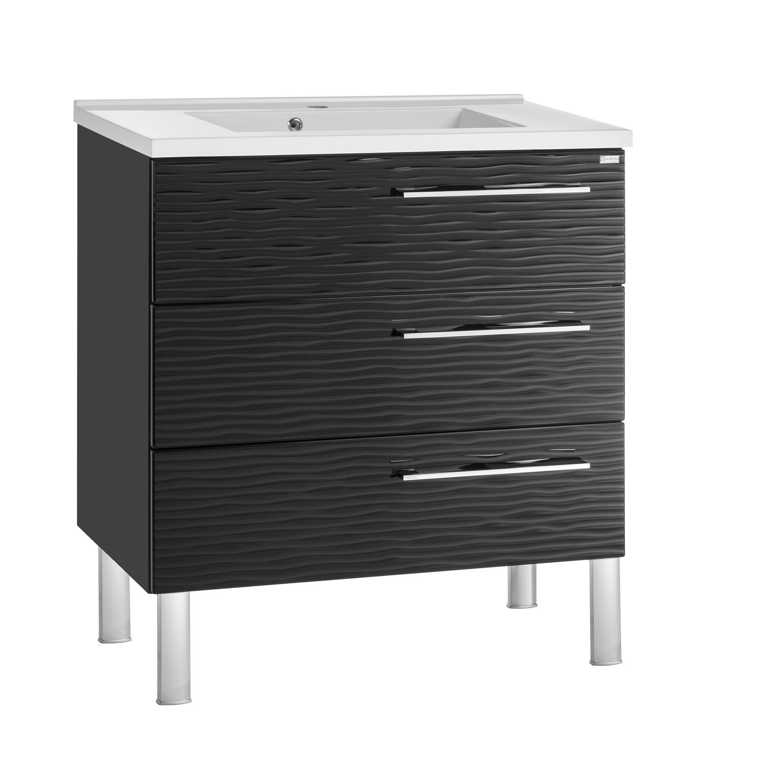 Single Vanity, Floor Mount, 3 Drawers with Soft Close, Serie Dune by VALENZUELA