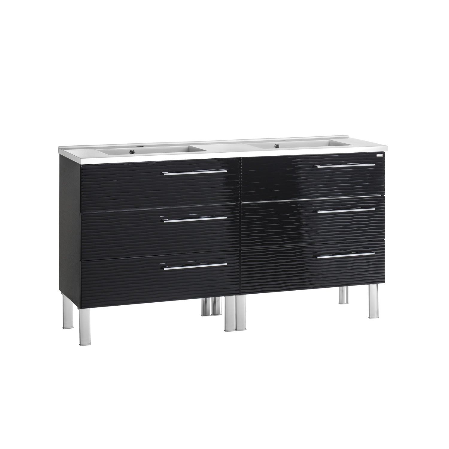 48" Double Vanity, Floor Mount, 6 Drawers with Soft Close, Serie Dune by VALENZUELA
