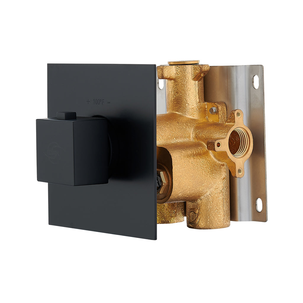 DAX Square Concealed Valve Thermostatic Mixer. Matte Black Finish (DAX-1050-SQ-BL)