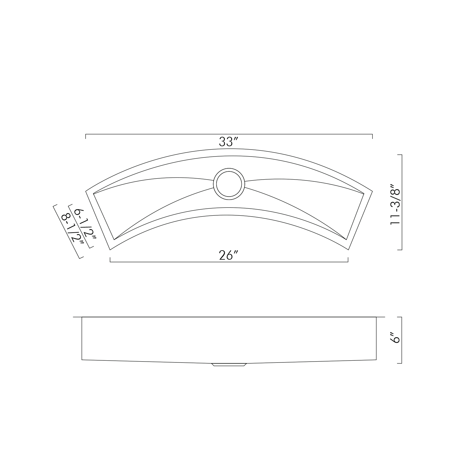 DAX Handmade Undermount Bar Sink, 16 Gauge Stainless Steel, Brushed Finish, 33 x 8-1/2 x 6 Inches (DAX-SQ-3312-C)