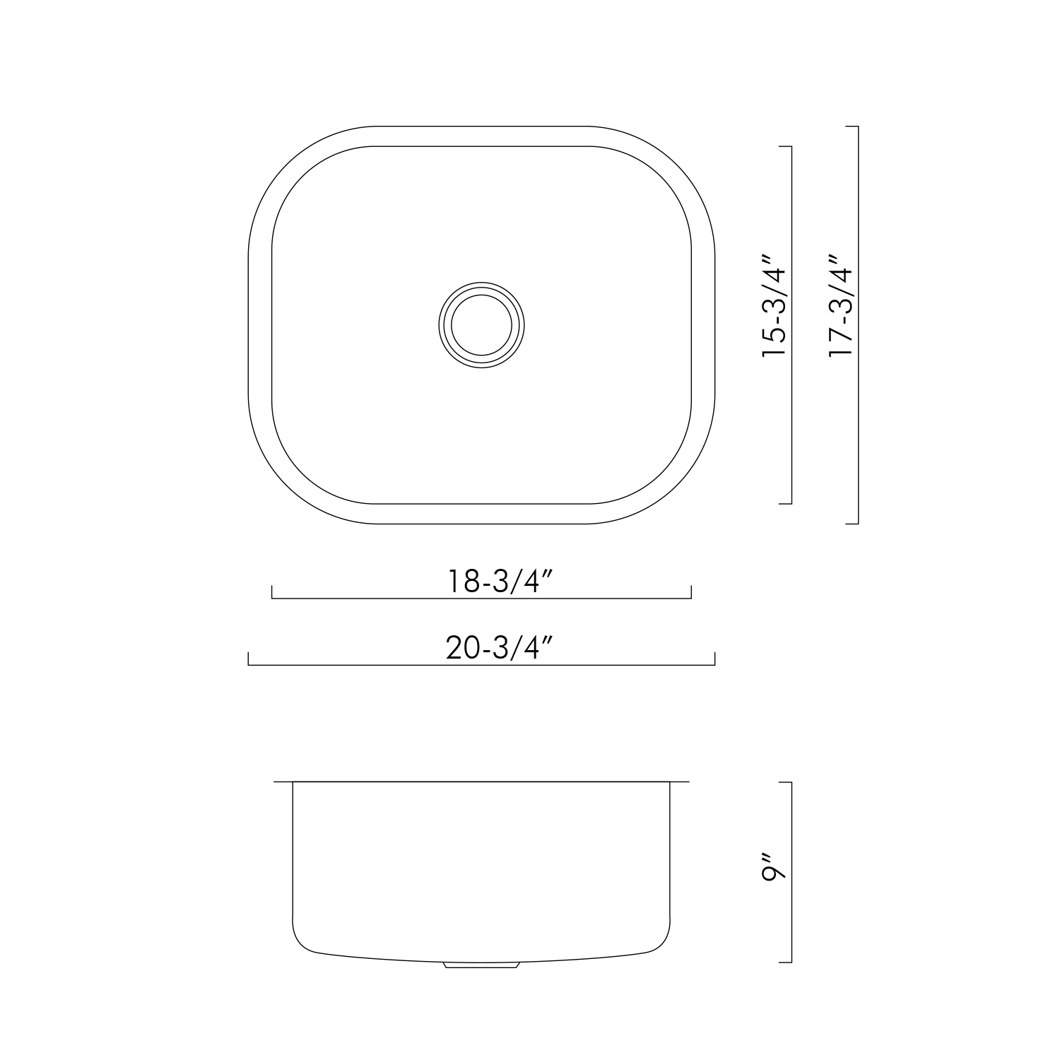 Fregadero de cocina DAX de un solo cuenco, acero inoxidable calibre 18, acabado cepillado, 20-3/4 x 17-3/4 x 9 (DAX-1720)
